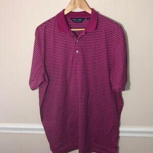 Polo Golf Ralph Lauren Pink Striped Polo Shirt L